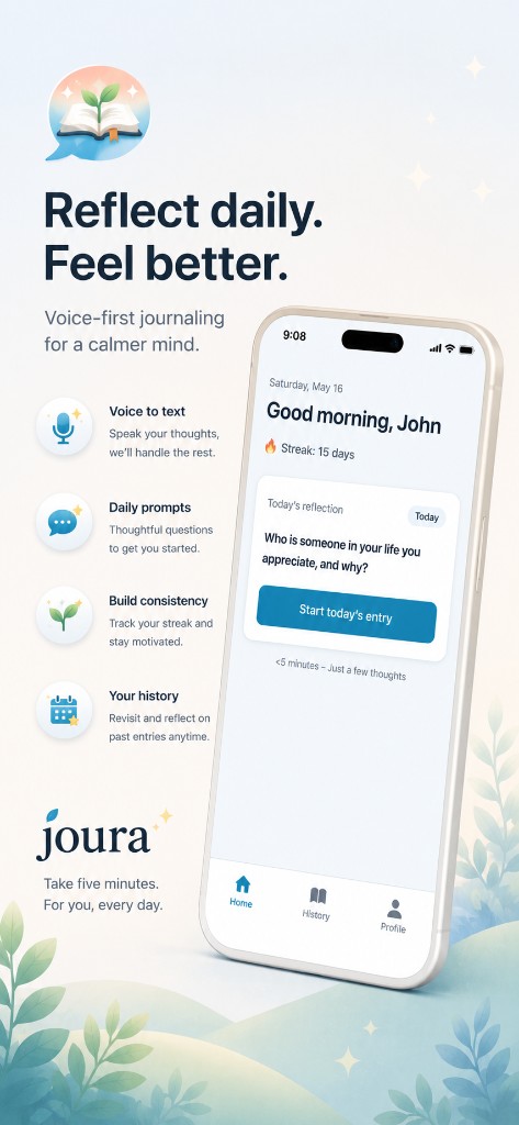 Joura daily prompts and home screen
